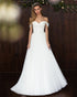 Simple White Tulle Wedding Dresses Off The Shoulder A-line Bridal Dress Floor Length